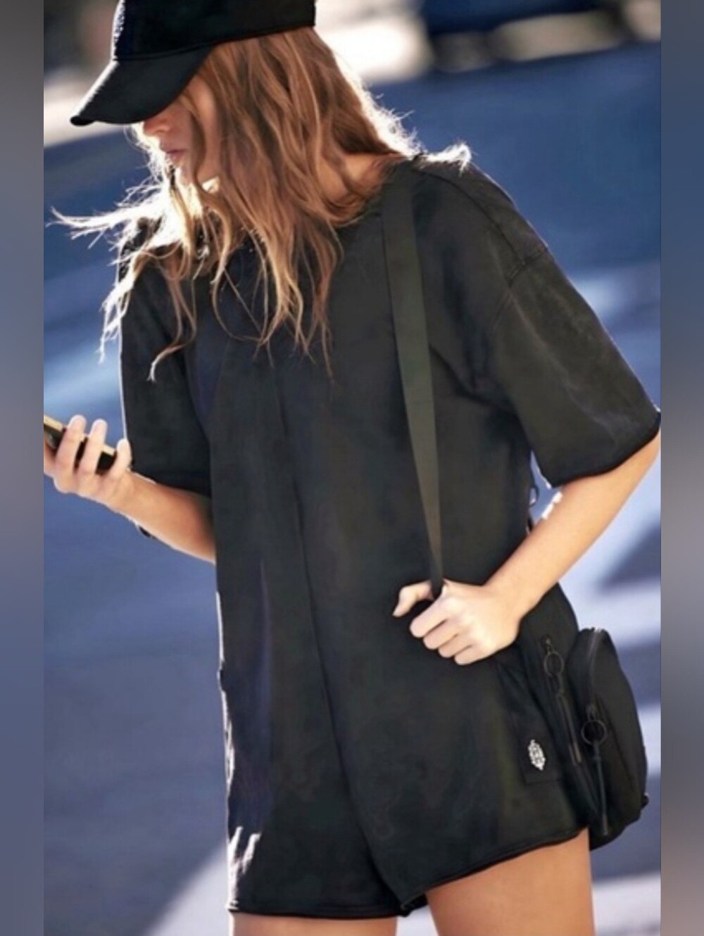 Free People Movement Hot Shot Tee Romper Black Mineral Wash *Current